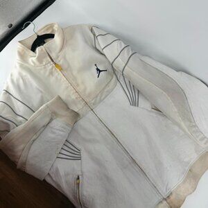 Jordan Men’s Cow Leather Jacket White Full Zip Jumpman Logo Size 4XL